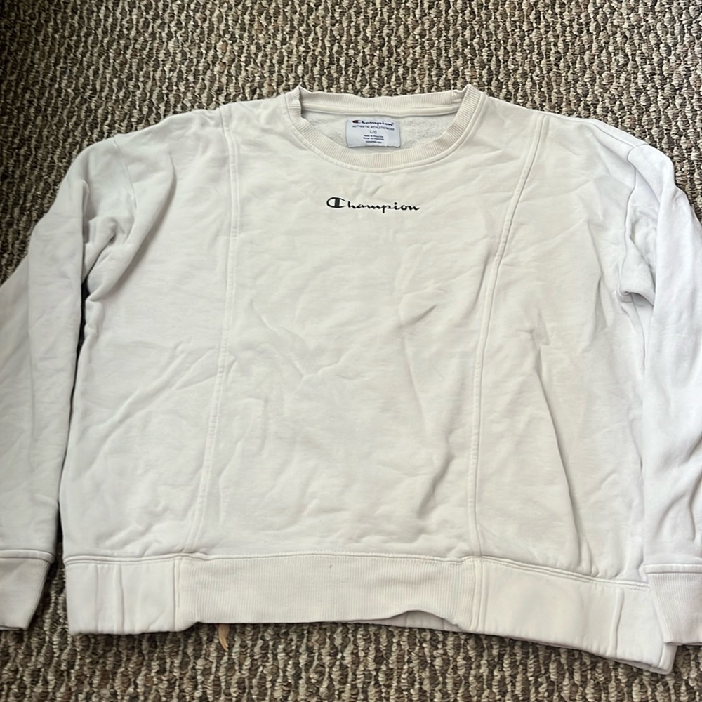 Champion large white crew neck sweatshirt